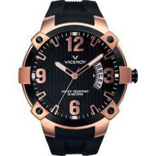 Viceroy Men's 47635-95 Luminous Rose-Gold Black Rubber Date Watch ...