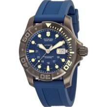 Victorinox Swiss Army Men's Swiss Automatic Divers Exhibition Case Back Blue Rubber Strap Watch