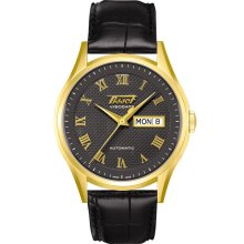 Visodate Men's Automatic Watch - Gold Case With Black Leather Strap