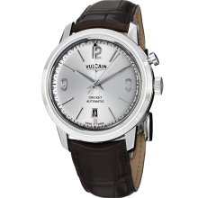 Vulcain Men's '50s President's' Silver Dial Brown Leather Strap Watch