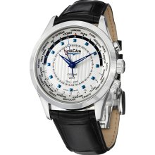 Vulcain Men's 'Aviator GMT 2009' Silver Dial Alarm Watch