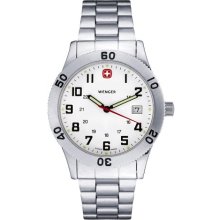 Wenger Men's Rugged Style Watch 72969W With Steel Bracelet And White Dial