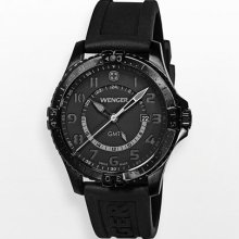Wenger Men's Squadron GMT Black Dial Watch (Black)