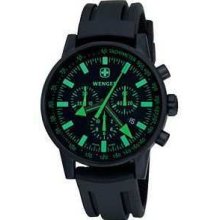 WengerÂ® Men's Swiss Raid Commando Chrono Black/green Dial Black Strap