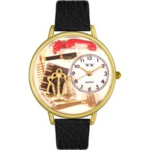 Whimsical Watches Mid-Size Japanese Quartz Lawyer Black Leather Strap Watch