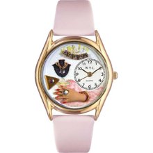 Whimsical Watches Women's Jewelry Lover Pink Leather and Gold Tone Watch