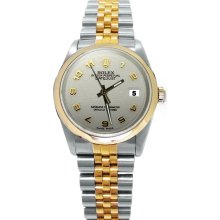White Arabic dial rolex date just watch jubilee bracelet solid gold & SS