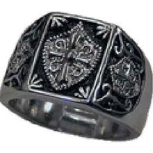 Wholesale 12 Piece Lot Rhodium Plate Knights Templar Crest Masonic Ring