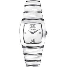 Wittnauer Women's 12P07 Square White Ceramic Diamond Watch