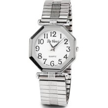 Womens Adjustable Silver Tone Band Quartz Wristwatch