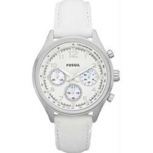 Women's Chronograph Stainless Steel Case Mother of Pearl Dial Leather