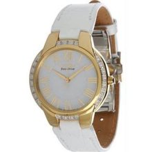 Women's Ciena Gold Tone Stainless Steel Case White Dial White Leather