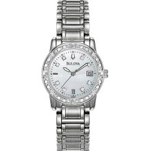 Women's Diamond Stainless Steel Mother of Pearl Dress Watch