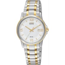 Women's Eco-Drive Two Tone Stainless Steel Case and Bracelet White Dia