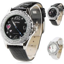 Women's Fashionable PU Analog Wrist Quartz Watch gz1211 (Assorted Colors)