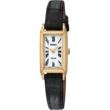 Women's Gold Tone Dress Solar Quartz White Dial