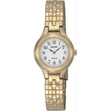 Women's Gold Tone Stainless Steel Solar Quartz White Dial Expansion