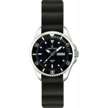 Women's Quartz Black Dial Dive Watch Rubber Strap