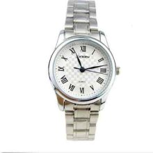 Womens Roman Scale Fashion Classic Simple Generous Metal Wrist Watch White