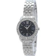 Women's Stainless Steel Quartz Black Dial Roman Numerals Swarovski