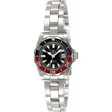 Women's Stainless Steel Sapphire Pro Diver Black Dial Red Bezel