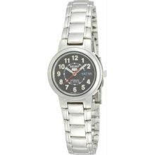 Women's Stainless Steel Seiko 5 Automatic Dress Arabic Black