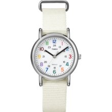 Women's Timex Weekender Midsize Slip Through Strap Watch - White