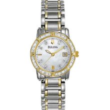 Women's Two Tone Diamond Bracelet Mother of Pearl Dress Watch