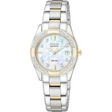 Women's Two Tone Regent Sapphire Eco-Drive Diamonds Mother Of Pearl