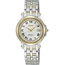 Women's Two Tone Stainless Steel Premier Silver Tone Roman Numeral
