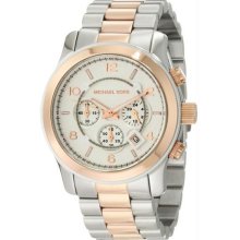 Women's Two Tone Stainless Steel Case and Bracelet Chronograph Silver Dial