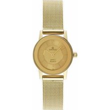 Women's Ultra Thin Gold Tone Dress Gold Dial Mesh