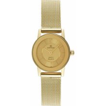 Women's Ultra Thin Gold Tone Dress Gold Dial Mesh Band