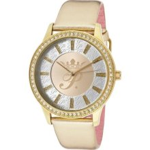 Women's White Crystal Champagne/Silver Dial Metallic Gold Genuine ...