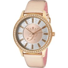 Women's White Crystal Rose Gold/Silver Dial Metallic Rose Gold Ge ...