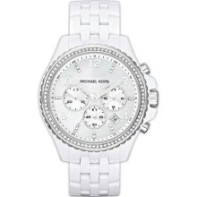 Women's White Plastic Link Bracelet Quartz Chronograph White Dial