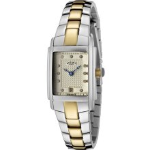 Women's White Swarovski Crystal Champagne Textured Dial Two Tone