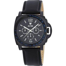 Zoo York ZYE1007 Stainless Steel Black Dial Black Leather Strap