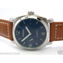 067a Parnis 44mm Military Automatic Ss Watch Black Band