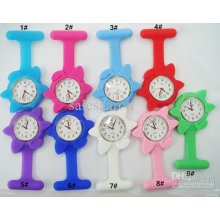 100pcs/lot Flowers Face Silicon Nurse Watch Pocket Watch Proffesiona