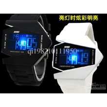 12pcs Led Digital Cool Oversized Light Sports Quartz Rubber Wrist Me