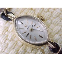 14k Solid Gold Vintage Ladies Omega 17j Watch Runs And Looks Great Keeping Time
