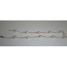 14kt Gold Necklace With 11 8.1mm Genuine Pearls