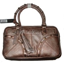 $185 Christian Audigier Vegan Leather Marie Bowler Handbag Rose
