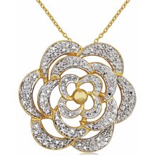 18k Gold Over Sterling Silver and Diamond Accent Blossoming Flower Pendant