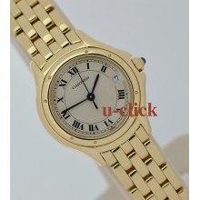 18k Yg Yellow Gold Ladies 26mm Cartier Panthere Cougare / Cougar Quartz Watch