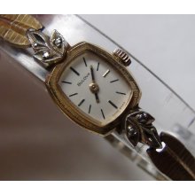 1980' Bulova Ladies Swiss Made Gold Diamonds Watch