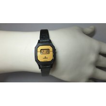 1990s Lorus By Seiko Ladies Digital Black Leather Watch Ref. Rk021