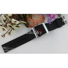 1pcs Black Silicone Digital Led Mirror Watch Bracelet #21886