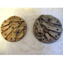 2 Antique Pocket Watch Movement Parts 34.70mm & 36.40mm (ref.#703-3)